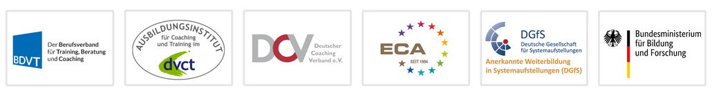 Logos anerkannter Coachingverbände und Institutionen