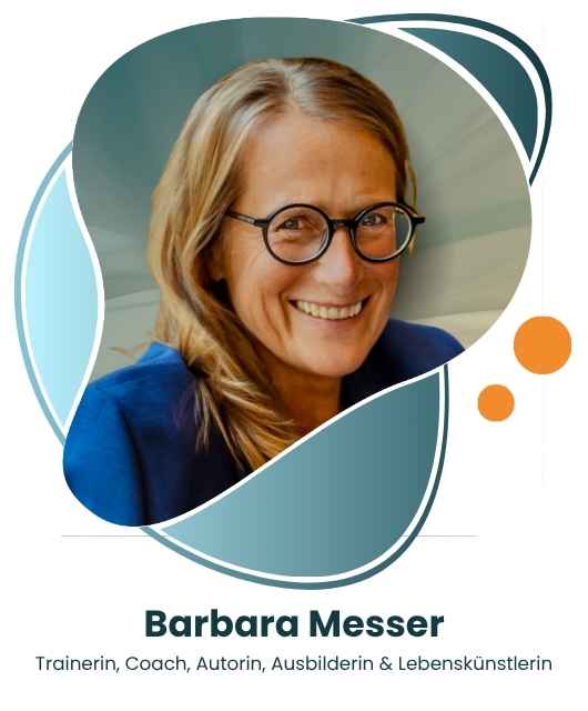 speaker barbaramesser Porträt von Barbara Messer mit Brille in grafischem Layout